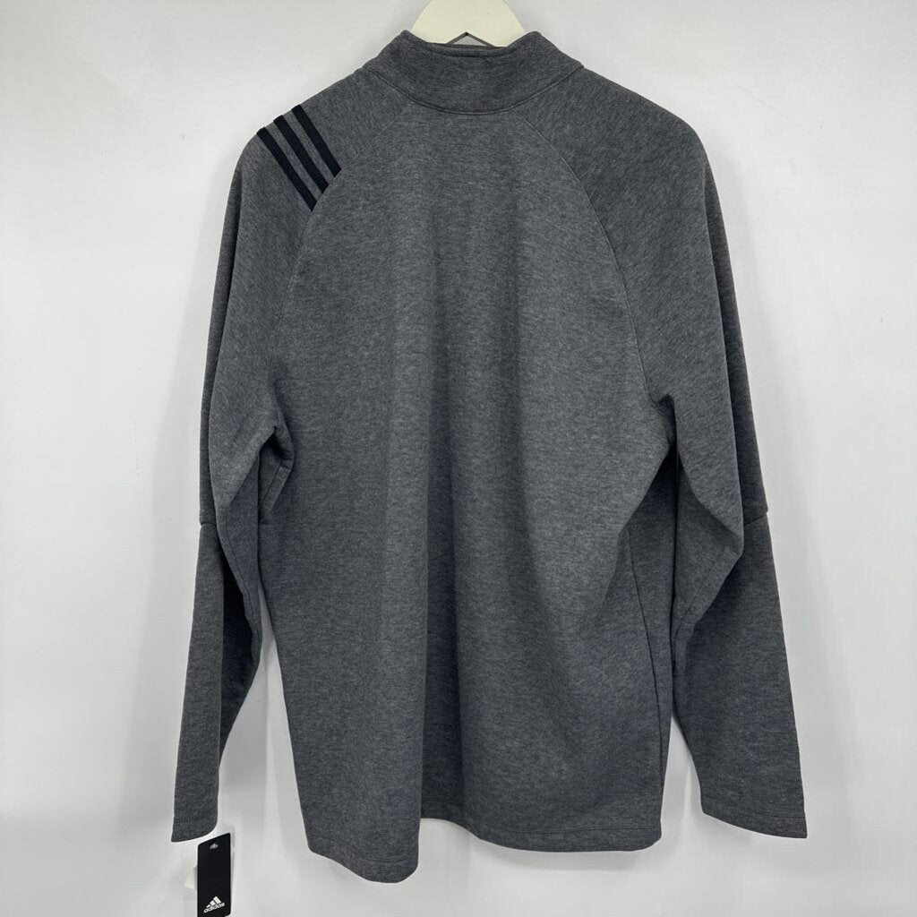 men Adidas NWT Poly Fleece 1/4 Zip Gray Heather Activewear XL