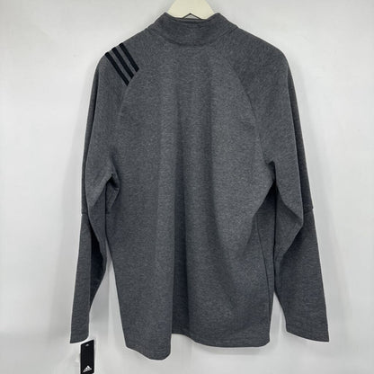 men Adidas NWT Poly Fleece 1/4 Zip Gray Heather Activewear XL