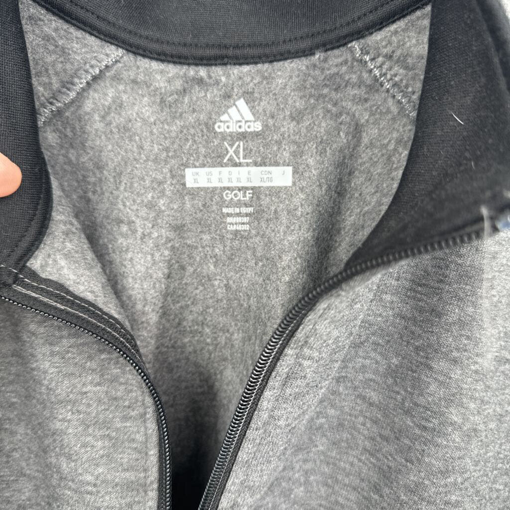 men Adidas NWT Poly Fleece 1/4 Zip Gray Heather Activewear XL