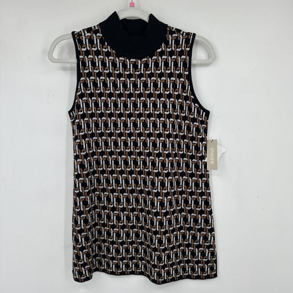 women Chico's NWT Chain Pattern Black Knit Top SP