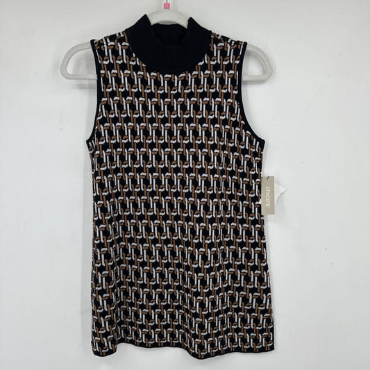 women Chico's NWT Chain Pattern Black Knit Top SP