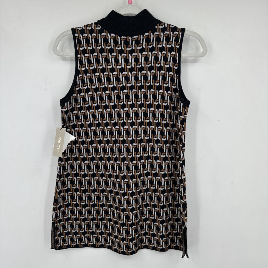 women Chico's NWT Chain Pattern Black Knit Top SP
