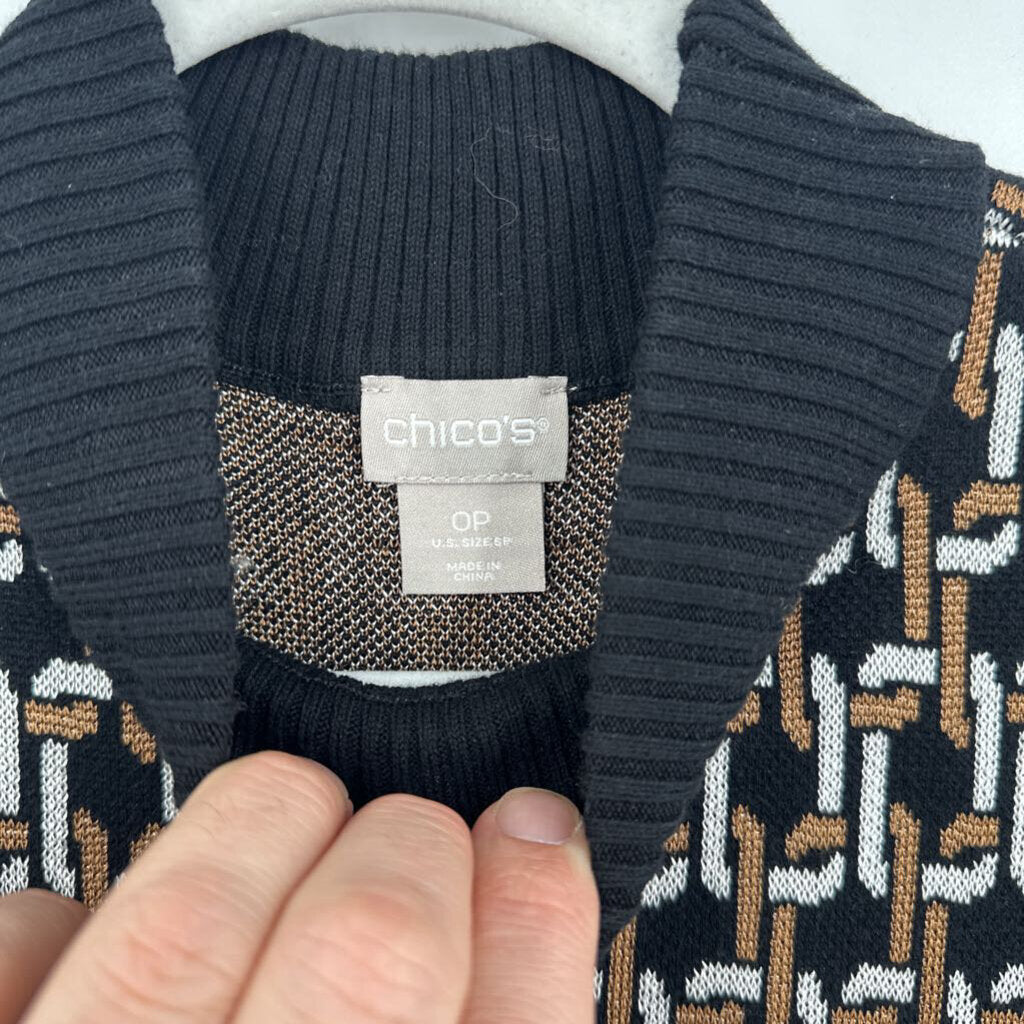 women Chico's NWT Chain Pattern Black Knit Top SP