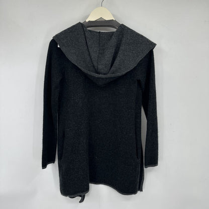 women Blanc Noir Wool Blend Hooded Long Cardigan Charcoal Sweater S