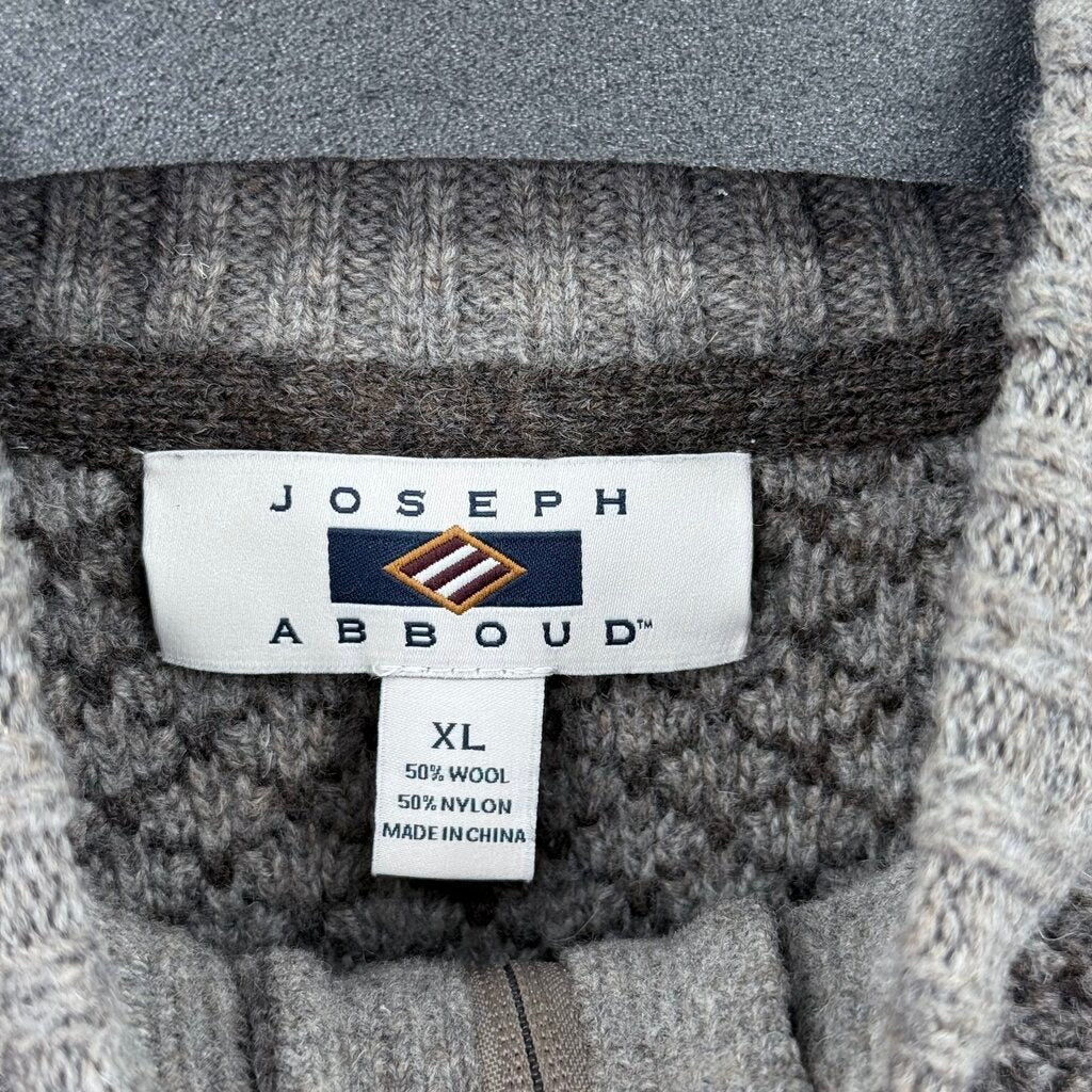 men Joseph Abboud Wool Blend 1/4 Zip Taupe Sweater XL