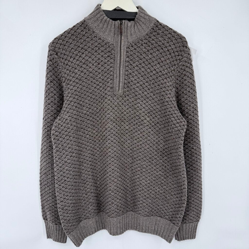 men Joseph Abboud Wool Blend 1/4 Zip Taupe Sweater XL