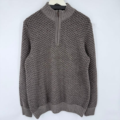 men Joseph Abboud Wool Blend 1/4 Zip Taupe Sweater XL