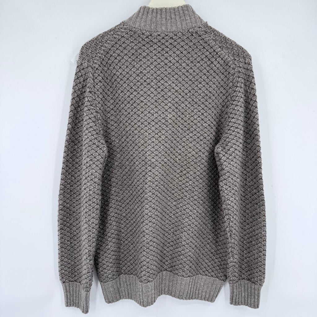 men Joseph Abboud Wool Blend 1/4 Zip Taupe Sweater XL