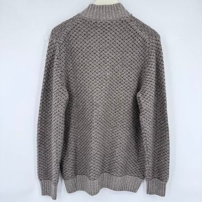 men Joseph Abboud Wool Blend 1/4 Zip Taupe Sweater XL