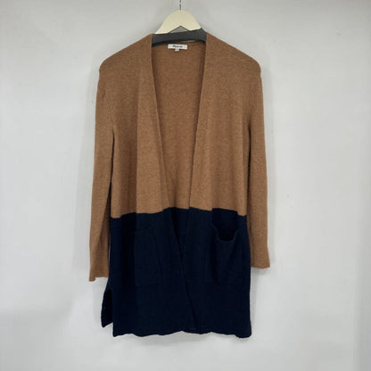 women Madewell Color Block Long Cardigan Camel & Navy Sweater XS