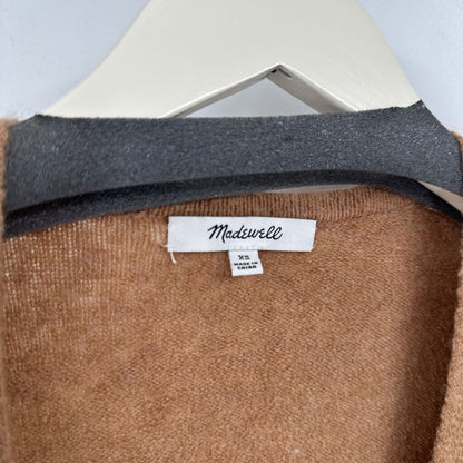 women Madewell Color Block Long Cardigan Camel & Navy Sweater XS