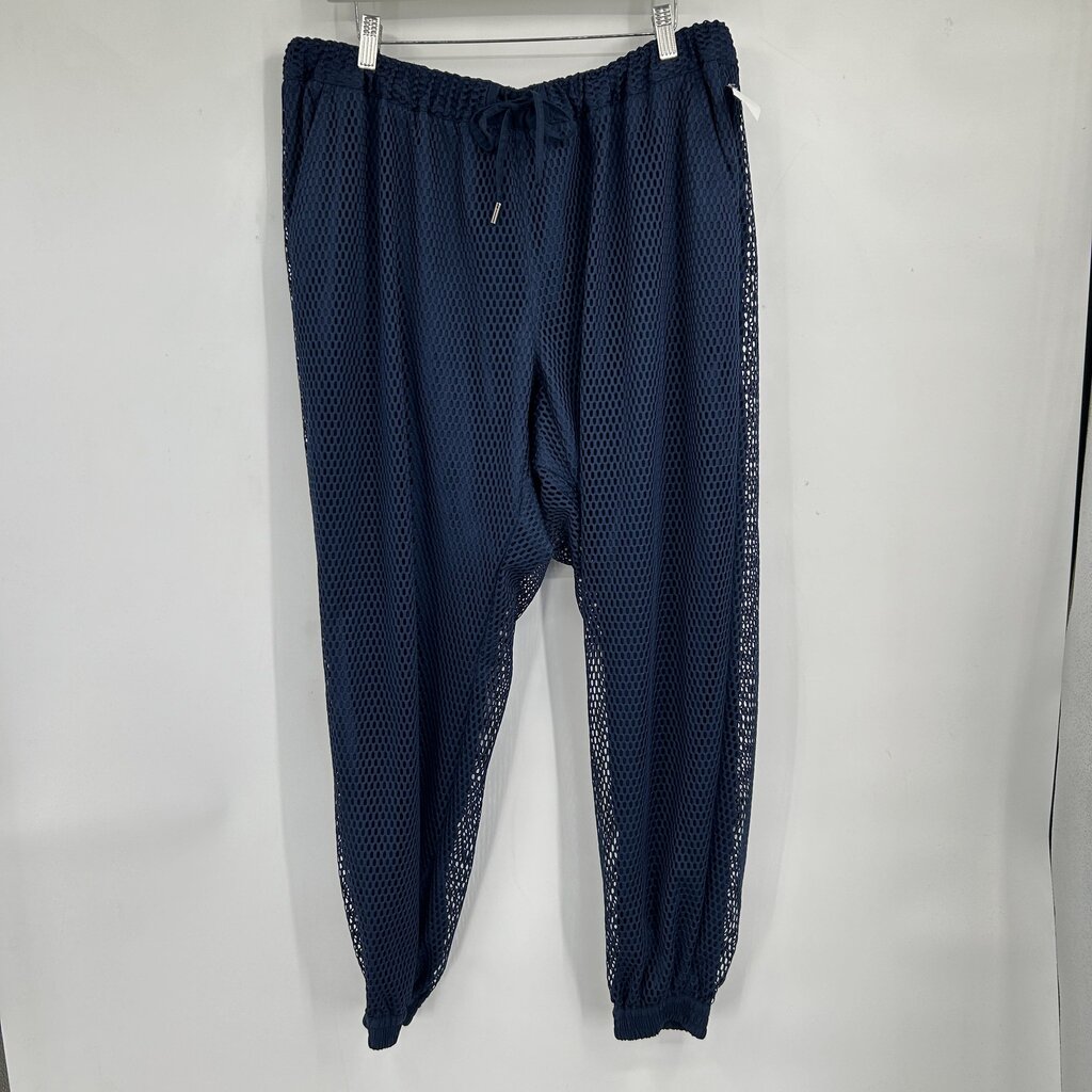 unisex Wildfang Empower Mesh Drawstring Joggers Navy Blue Pants 1X