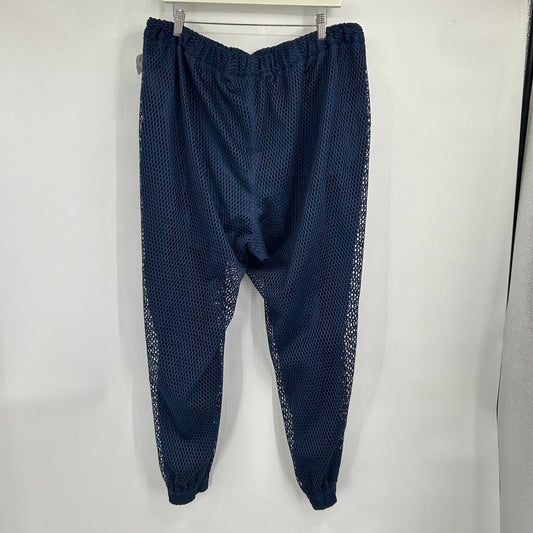unisex Wildfang Empower Mesh Drawstring Joggers Navy Blue Pants 1X