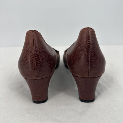 women David Tate Leather Loafers Brown Gold Shoes 8N