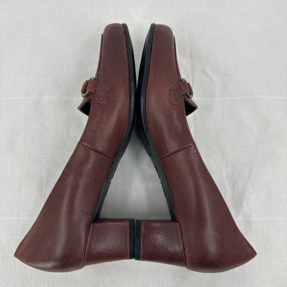 women David Tate Leather Loafers Brown Gold Shoes 8N