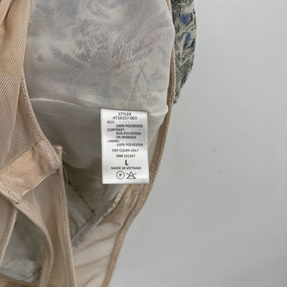 women ASTR Floral Print Body Suit Cream Woven Top L
