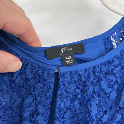 women J. Crew Lace Blouse Blue Woven Top XLT