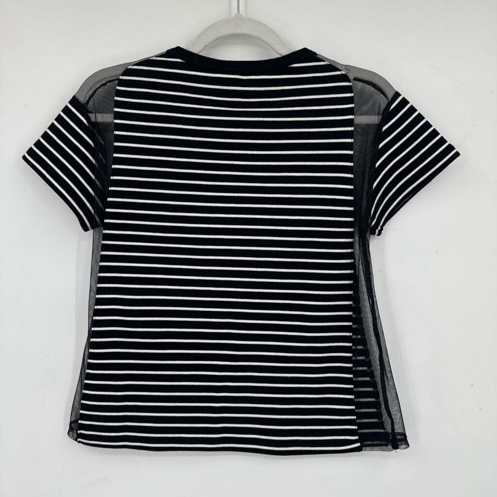 women Maeve - Anthro Striped & Mesh Black & White Knit Top XS