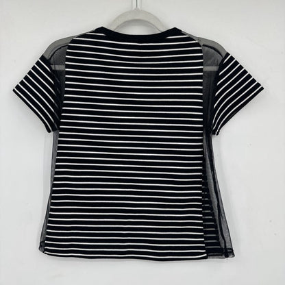 women Maeve - Anthro Striped & Mesh Black & White Knit Top XS