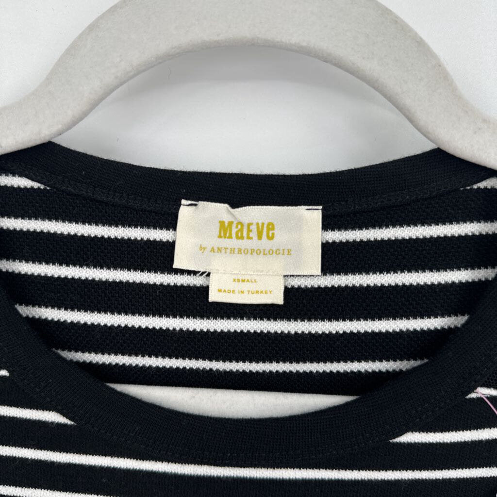 women Maeve - Anthro Striped & Mesh Black & White Knit Top XS