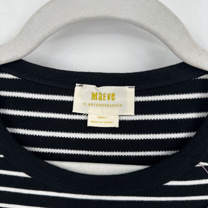 women Maeve - Anthro Striped & Mesh Black & White Knit Top XS