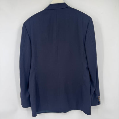 men Double Breasted Suit Jacket Navy Blue Vintage XL