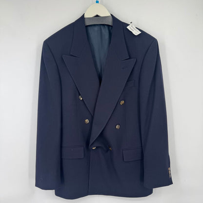 men Double Breasted Suit Jacket Navy Blue Vintage XL