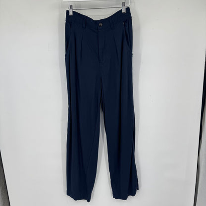 women Madewell Pleated Wide Leg Trousers Navy Blue Pants 6