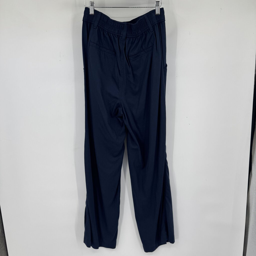 women Madewell Pleated Wide Leg Trousers Navy Blue Pants 6