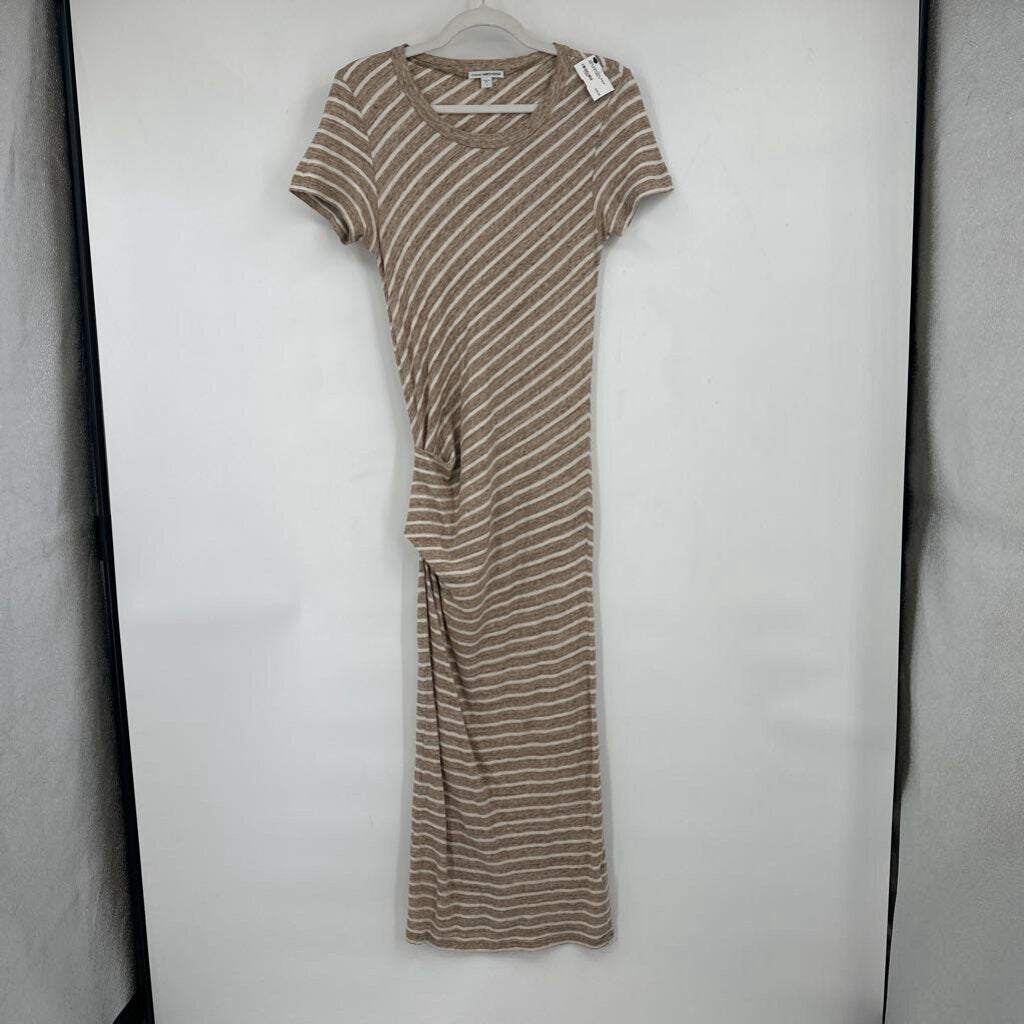 women James Perse Striped Knit Tan & Cream Dress S