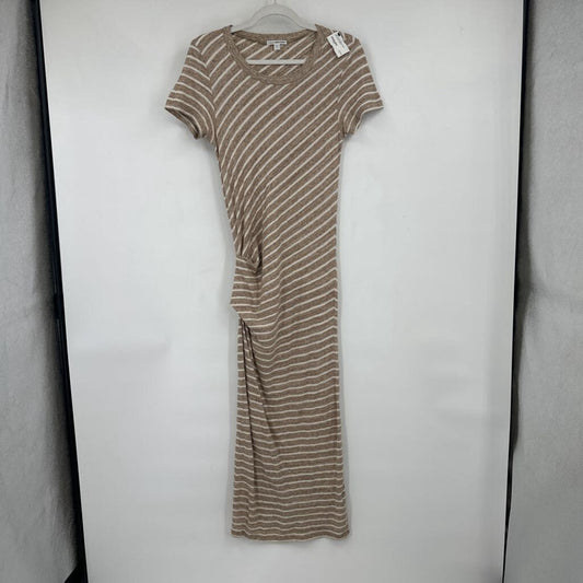 women James Perse Striped Knit Tan & Cream Dress S