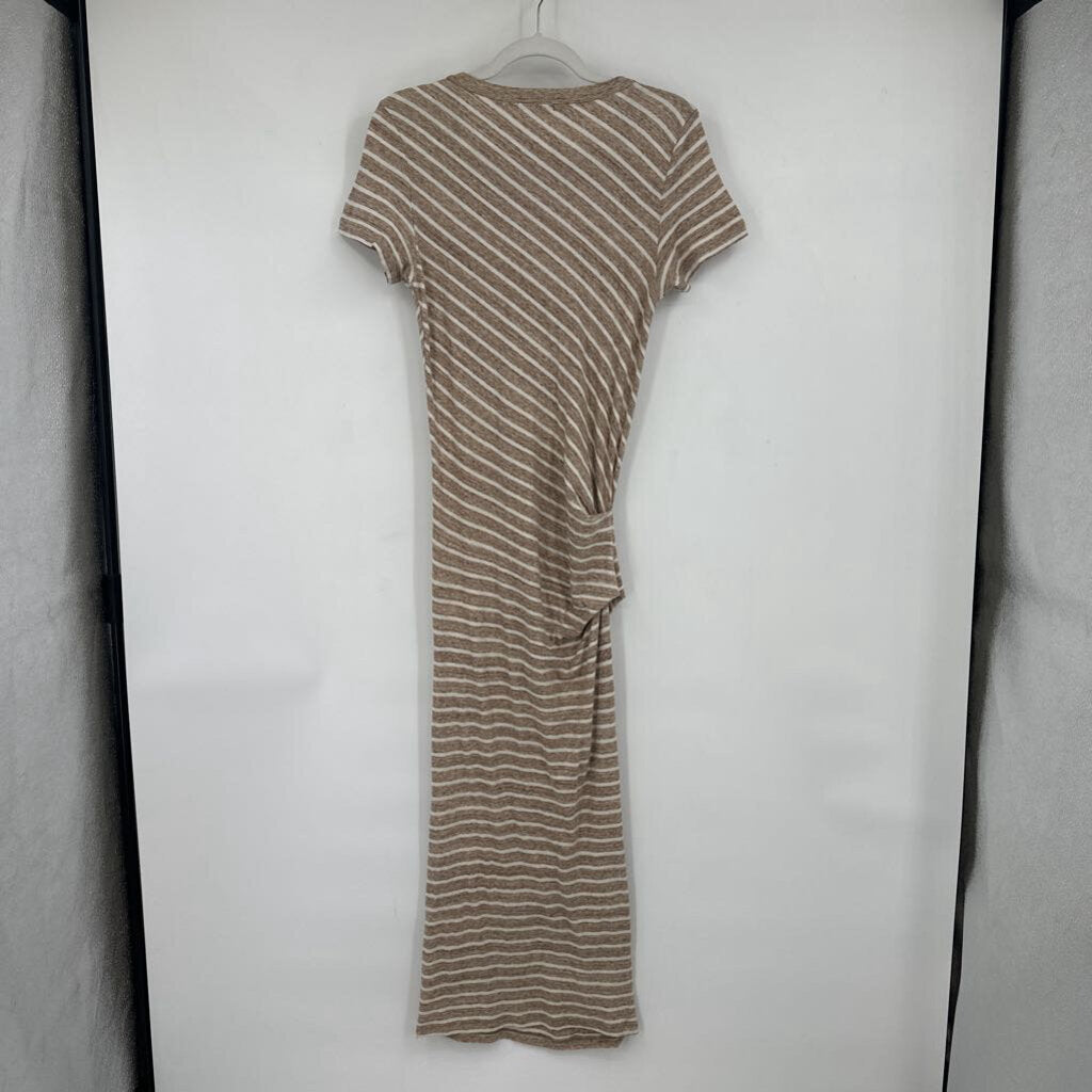 women James Perse Striped Knit Tan & Cream Dress S