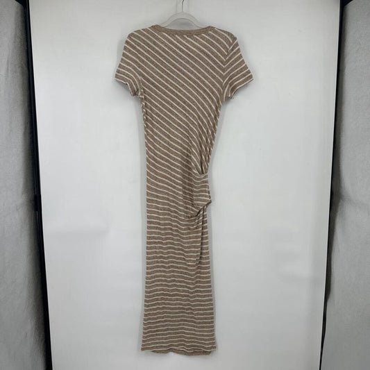 women James Perse Striped Knit Tan & Cream Dress S