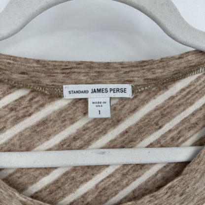 women James Perse Striped Knit Tan & Cream Dress S