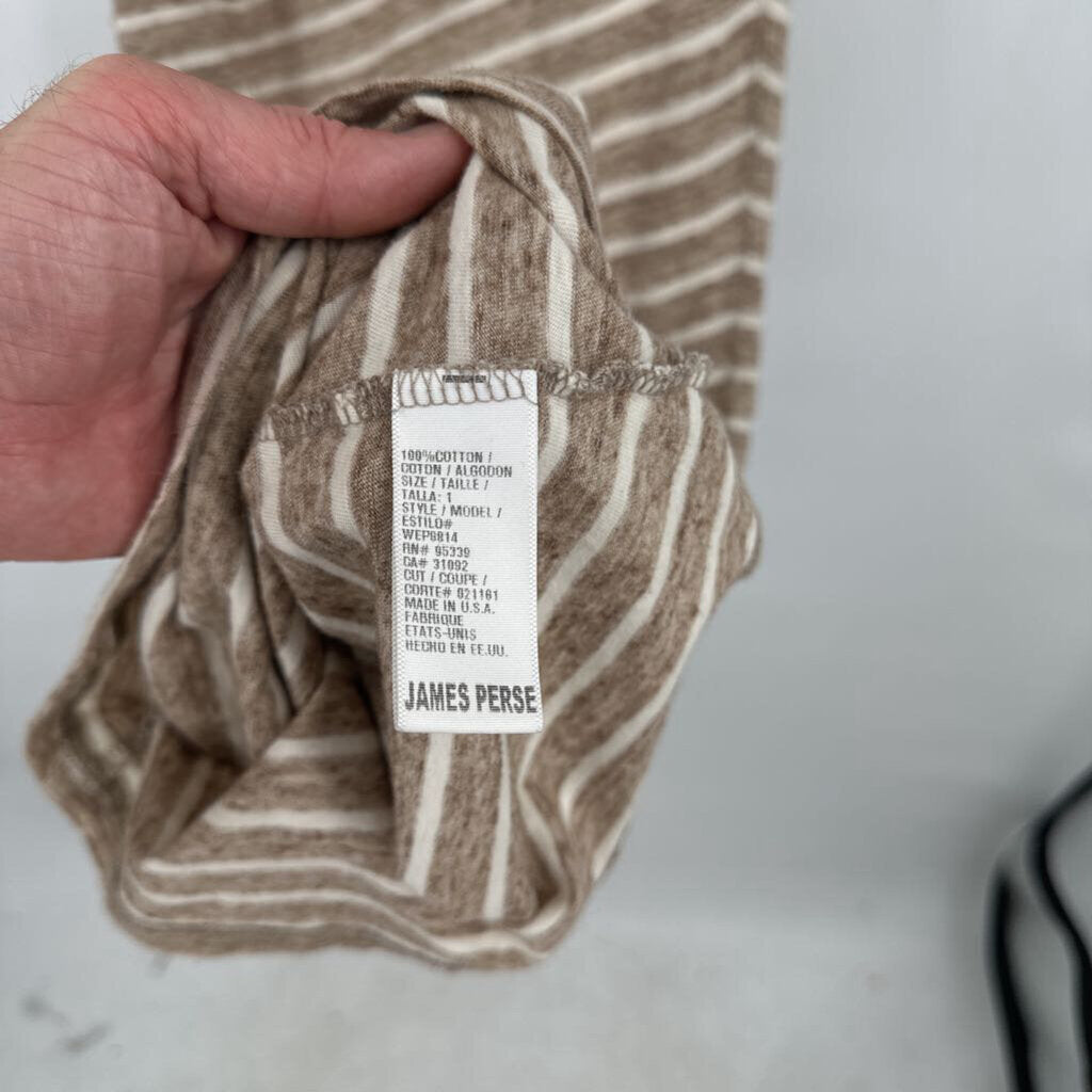 women James Perse Striped Knit Tan & Cream Dress S