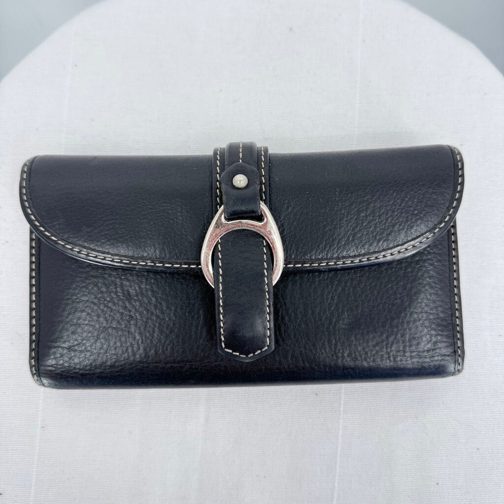 women Dooney & Bourke 1975 Anniversary Edition Pebble Leather Wallet Black Purse 7.5x4