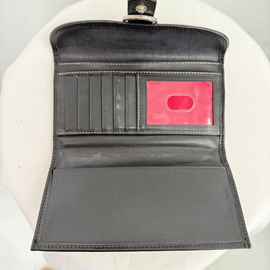 women Dooney & Bourke 1975 Anniversary Edition Pebble Leather Wallet Black Purse 7.5x4