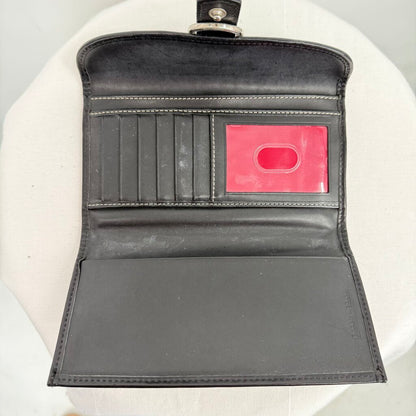women Dooney & Bourke 1975 Anniversary Edition Pebble Leather Wallet Black Purse 7.5x4