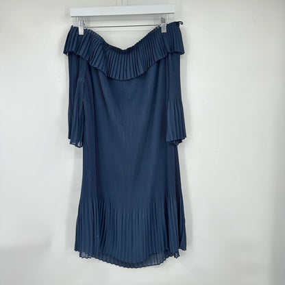 women Ted Baker Franeis Off-Shoulder Pleated Navy Blue Dress S