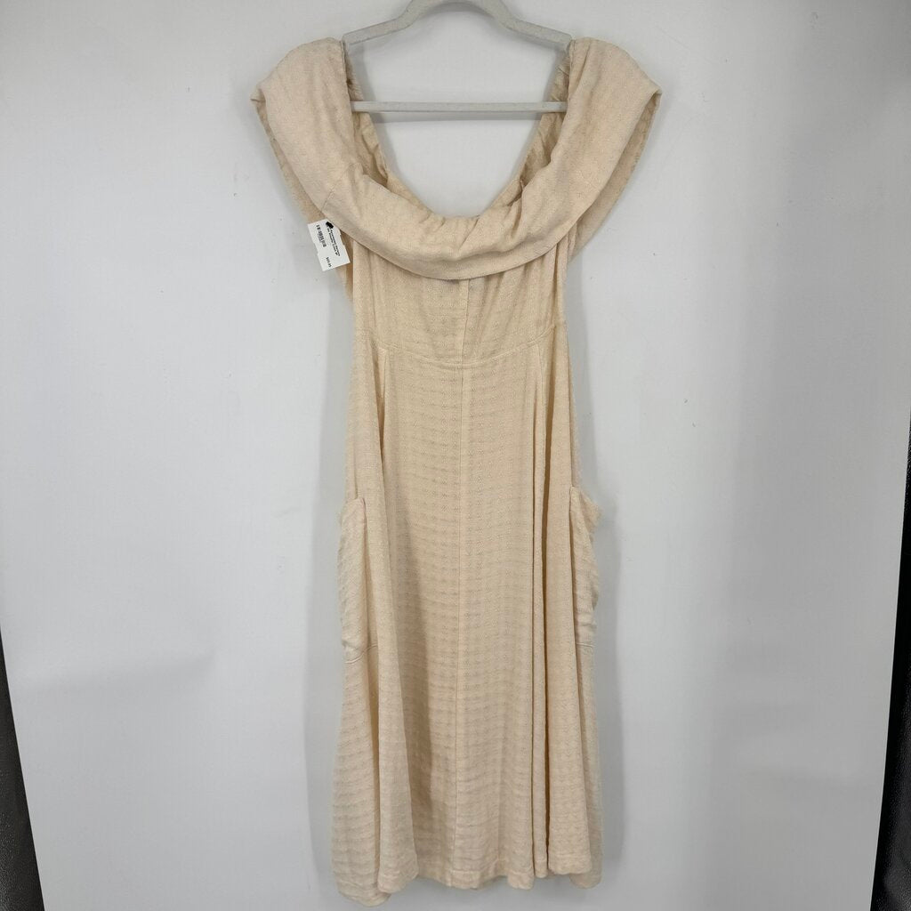 women Reformation Marianna Off the Shoulder Cream Dress 6P