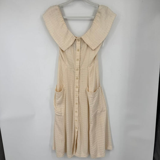 women Reformation Marianna Off the Shoulder Cream Dress 6P