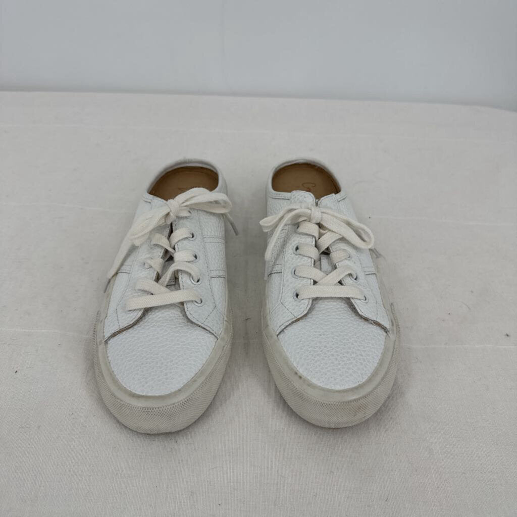 women Crown Vintage Floraine Leather Sneaker Mule White Shoes 7