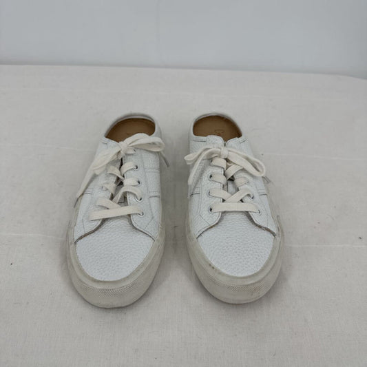 women Crown Vintage Floraine Leather Sneaker Mule White Shoes 7