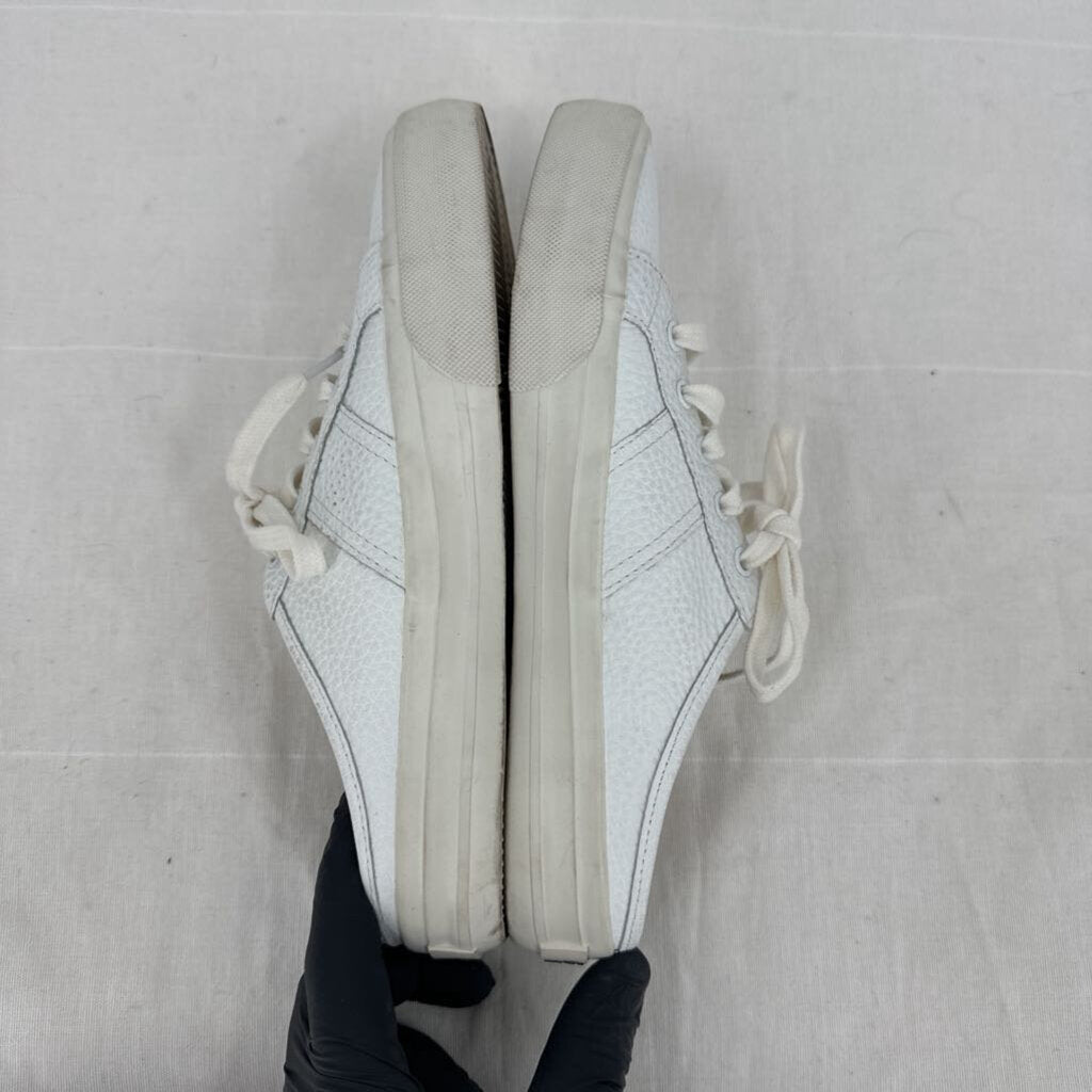 women Crown Vintage Floraine Leather Sneaker Mule White Shoes 7