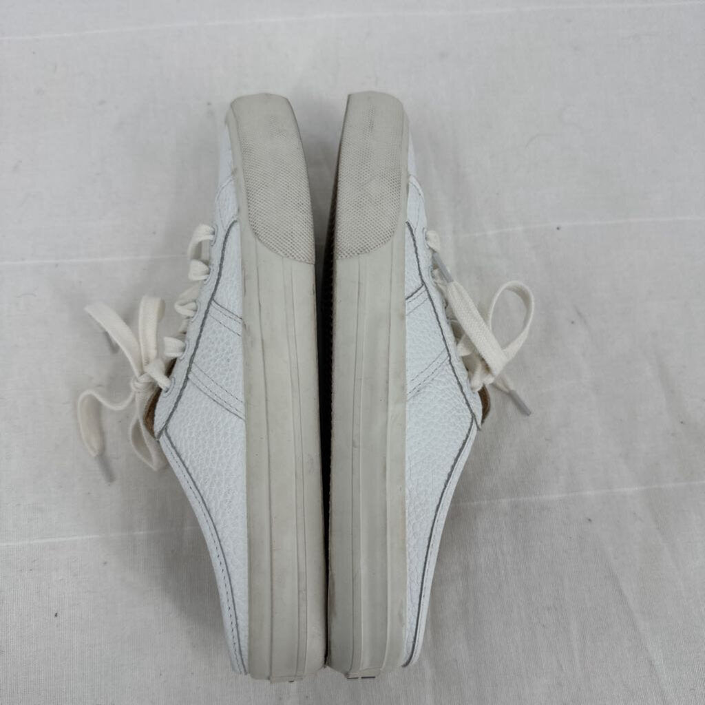 women Crown Vintage Floraine Leather Sneaker Mule White Shoes 7