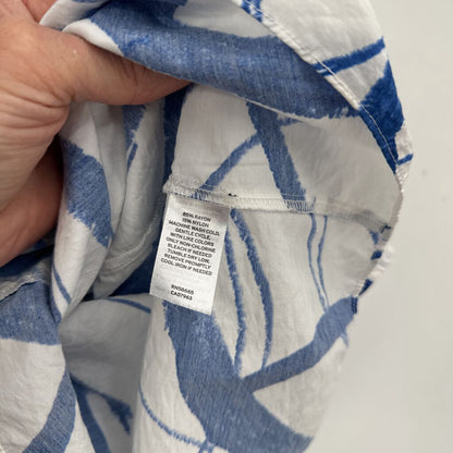 women Nordstrom Print Blouse White & Blue Woven Top S