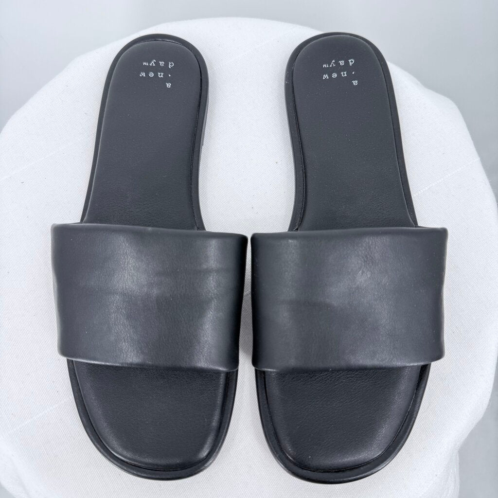 women A New Day Vegan Leather Slide Black Shoes 8