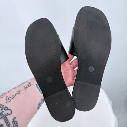 women A New Day Vegan Leather Slide Black Shoes 8