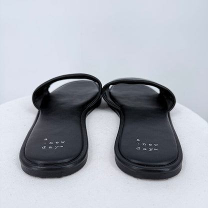 women A New Day Vegan Leather Slide Black Shoes 8