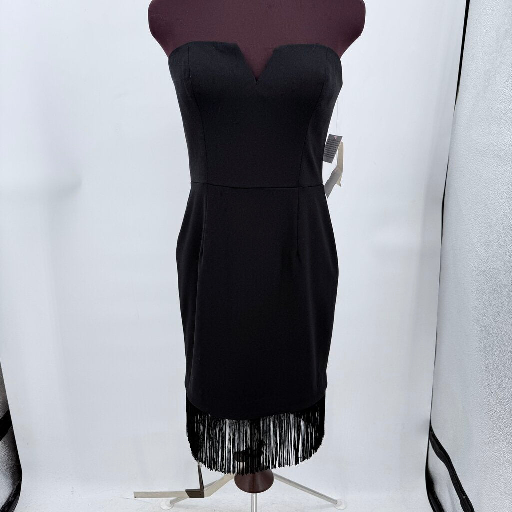 women Aidan Mattox NWT Fringe Cocktail Black Dress 4